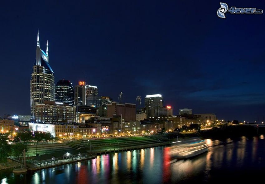Nashville, nattstad, skyskrapor