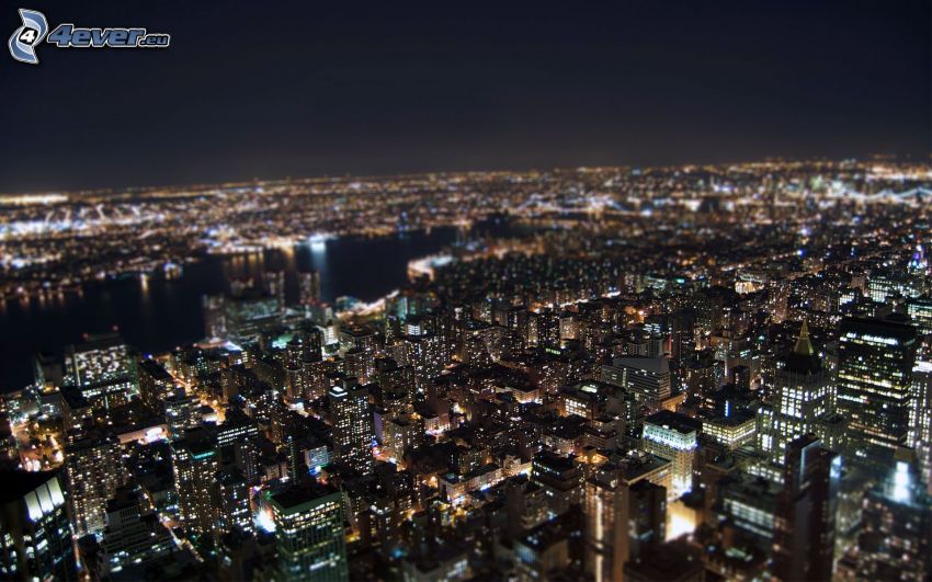 New York, nattstad, diorama