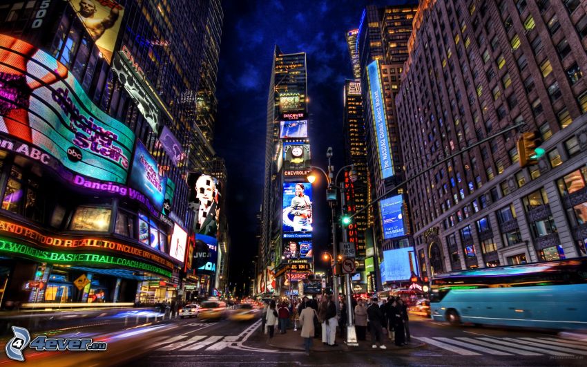 New York, Times Square, nattstad