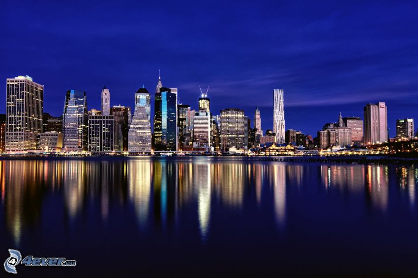 New York på natten, skyskrapor