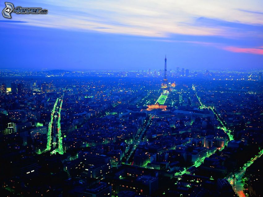 Paris, nattstad, Eiffeltornet