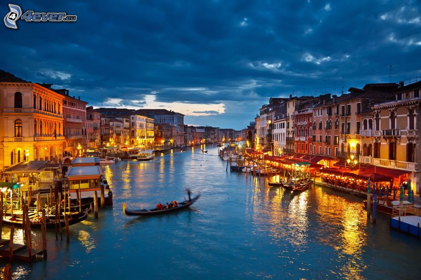 Venedig, Italien, kväll, belysning, moln, HDR