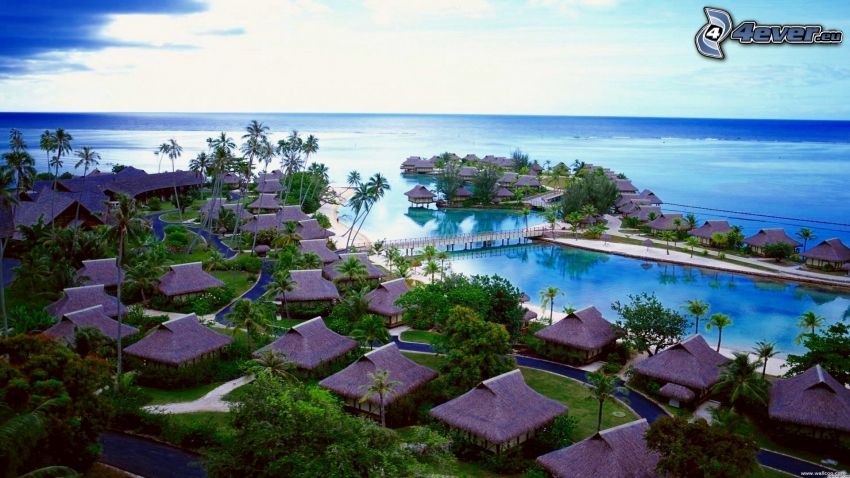 Tahiti, semesterstugor vid havet