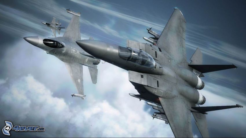 Ace Combat 6, jaktplan, ovanför molnen