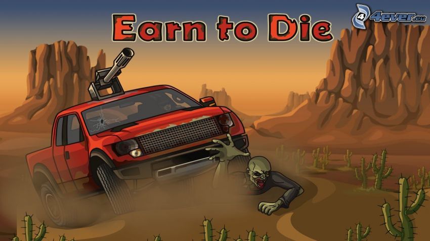 Earn to Die, öken, zombie, off-road bil, kaktusar