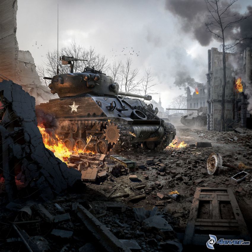 World of Tanks, tank, förstörd stad