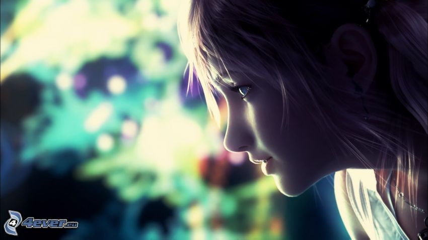 Final Fantasy XIII, vacker kvinnas ansikte