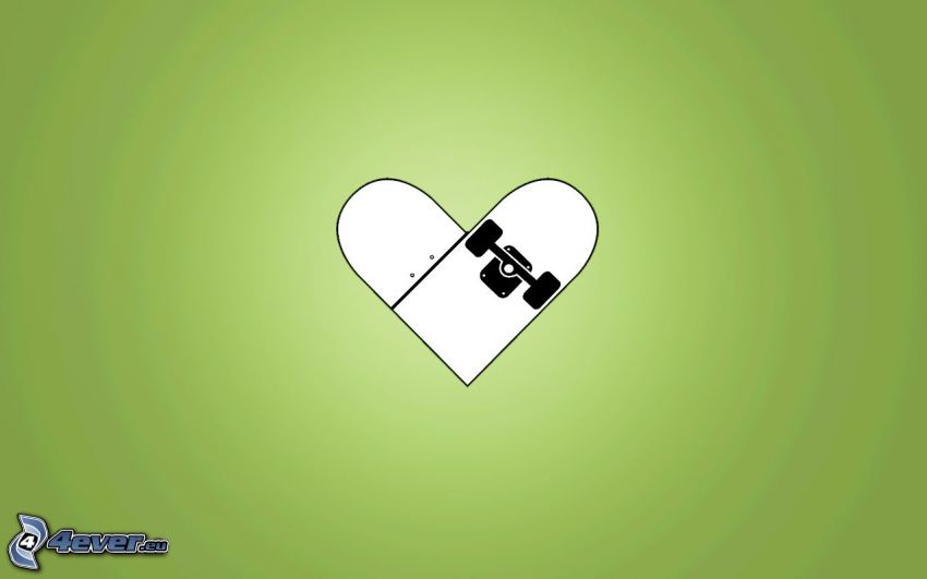 grönt hjärta, skateboard