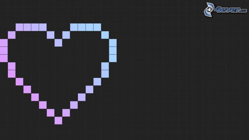 hjärta, pixel, fyrkanter