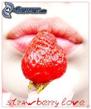 jordgubbe, läppar