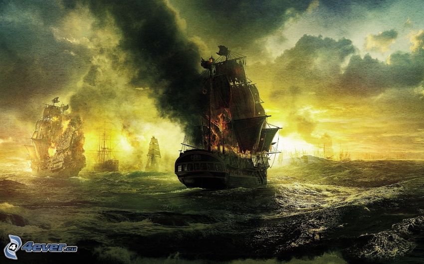 Pirates of the Caribbean, segelbåtar, krig