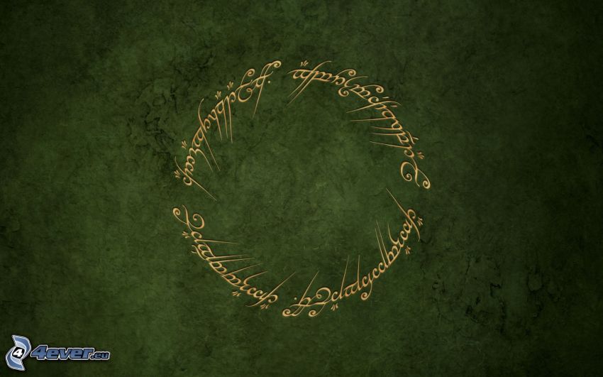 Sagan om Ringen, grön bakgrund, text
