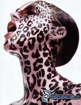 leopardmönster, kvinna, modell, pose