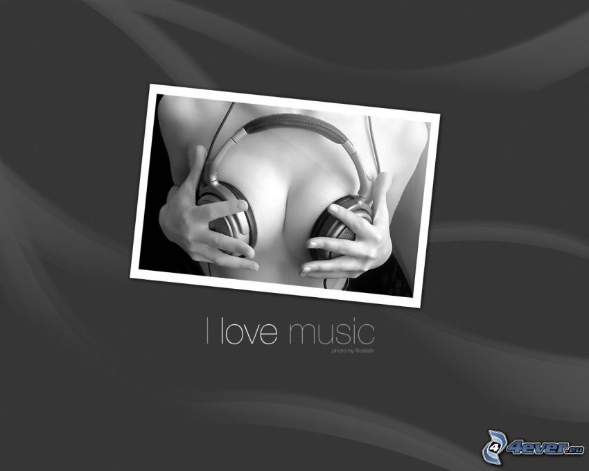 I Love Music, musik, bröst, hörlurar