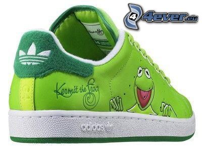 Adidas, tennissko, Kermit the Frog, groda, grön