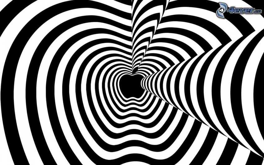 Apple, svart och vitt, optisk illusion