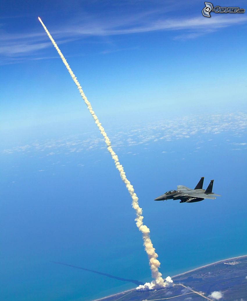 raketstart, F-15 Eagle, Kennedy Space Center, havsutsikt