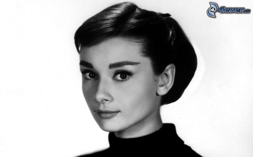 Audrey Hepburn, svartvitt foto