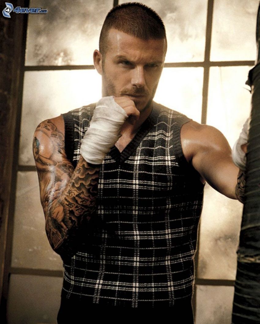 David Beckham, fotbollsspelare, tatuering på handen