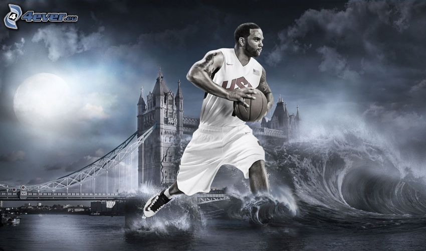 Deron Williams, basketbollsspelare, våg, Tower Bridge, digital konst