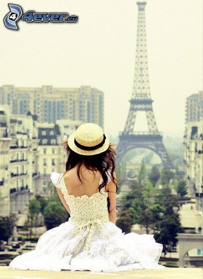 kvinna, Eiffeltornet, Paris