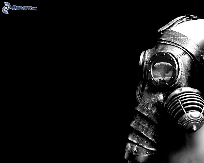 människa i gasmask