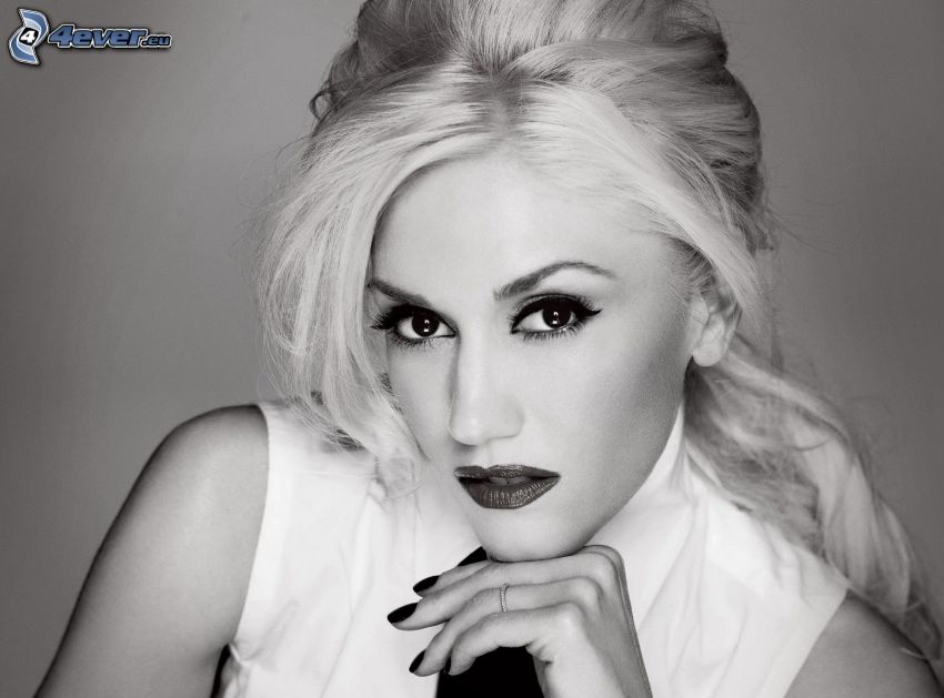 Gwen Stefani, svartvitt foto