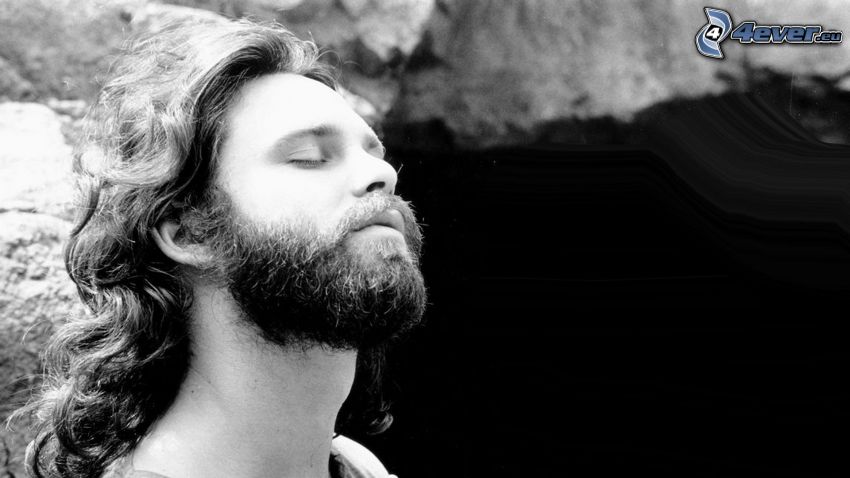 Jim Morrison, svartvitt foto