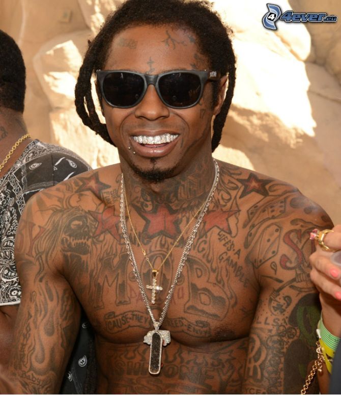 Lil Wayne, leende, tatuerad man