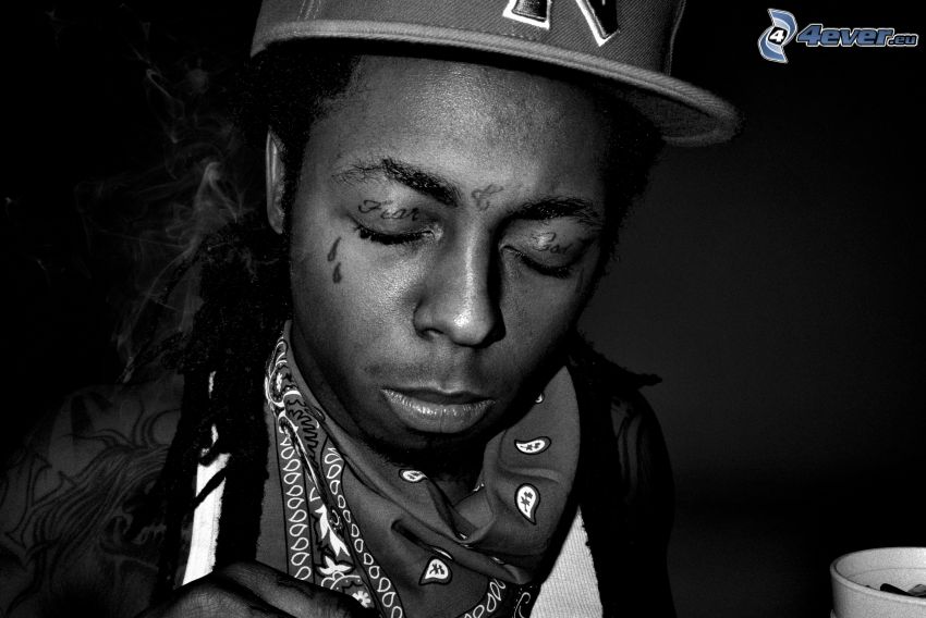 Lil Wayne, svartvitt foto