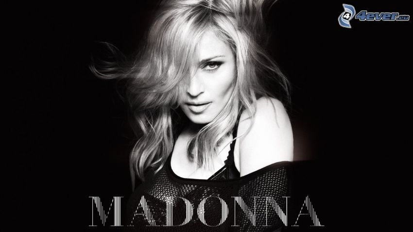 Madonna, svartvitt foto