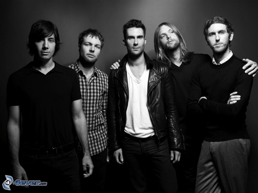 Maroon 5, svartvitt foto