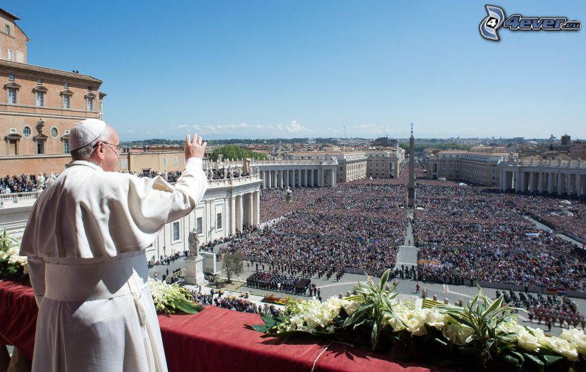 påven, folkmassa, hälsning, Vatikanstaten, Petersplatsen