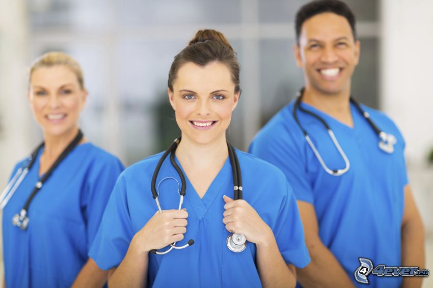 sjuksköterskor, stetoskop, sjukhus