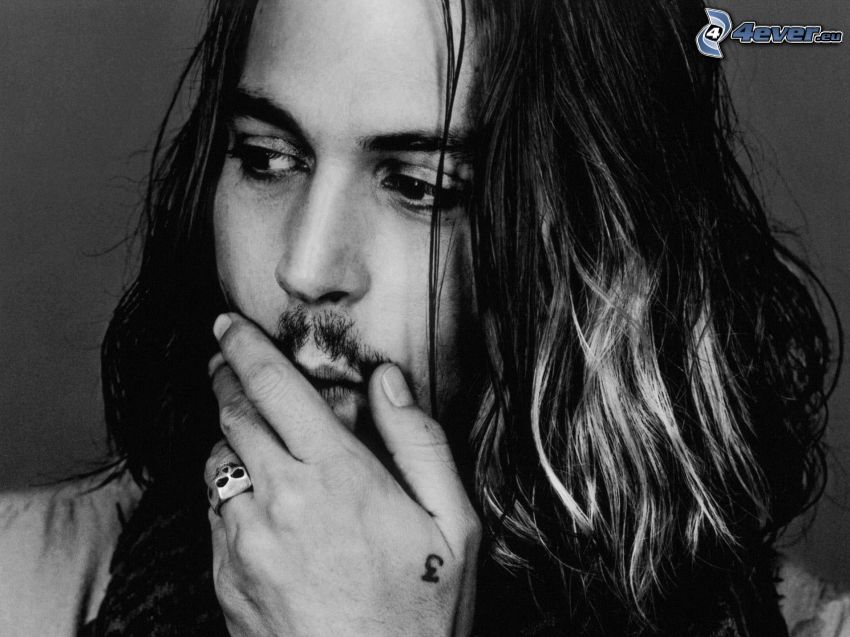 Johnny Depp, svartvitt foto