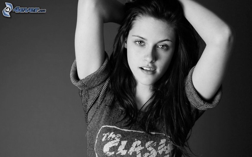 Kristen Stewart, svartvitt foto