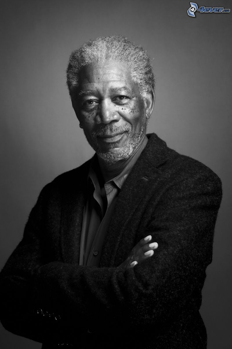 Morgan Freeman, svartvitt foto