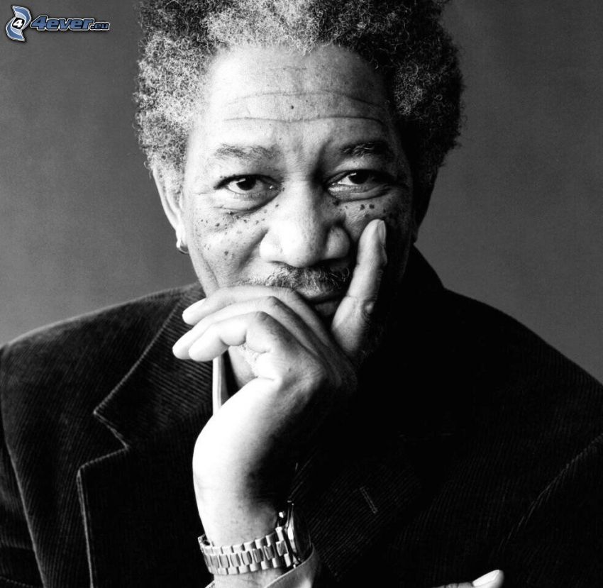Morgan Freeman, svartvitt foto