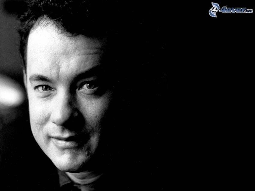 Tom Hanks, svartvitt foto