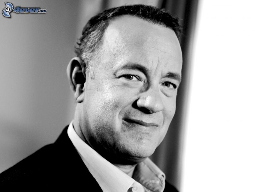 Tom Hanks, svartvitt foto