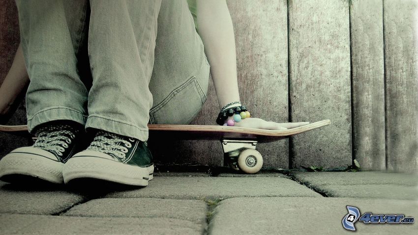 skateboard, tjej