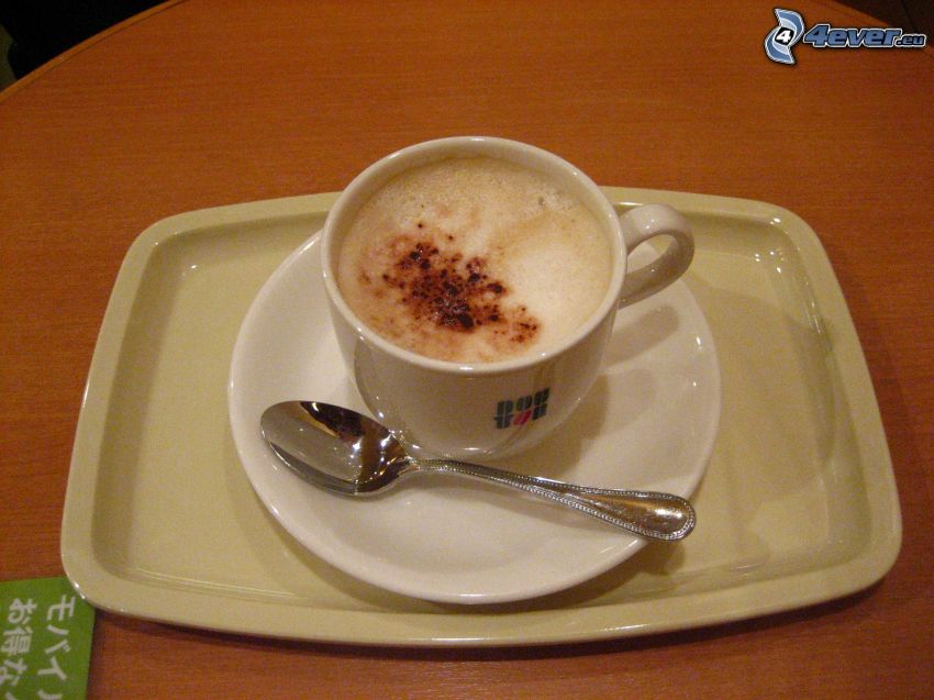 cappuccino, skum, sked