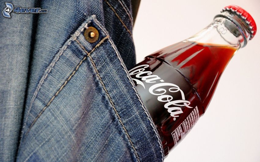Coca Cola, flaska, jeans, ficka