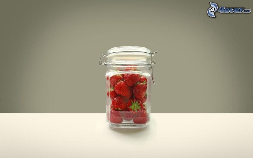 jordgubbar, glas