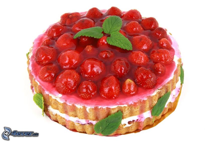 tårta med jordgubbar