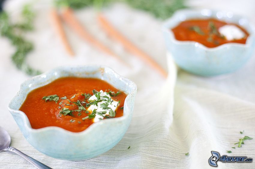 tomatsoppa, skål
