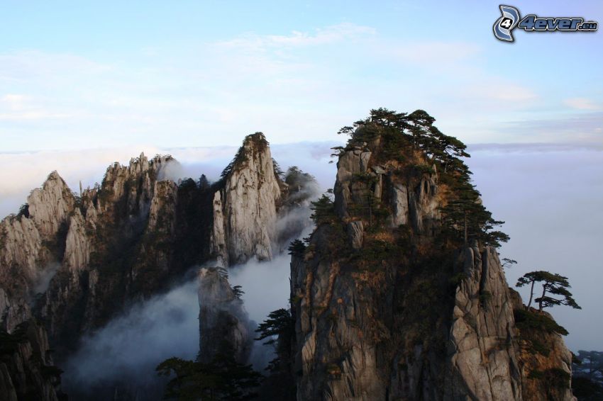 Huangshan, klippiga berg, inversion