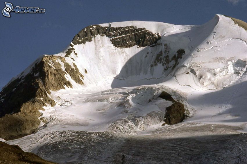 Mount Athabasca, stenig backe, snö