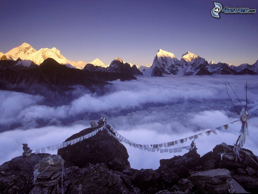 Mount Everest, Nepal, kullar, moln