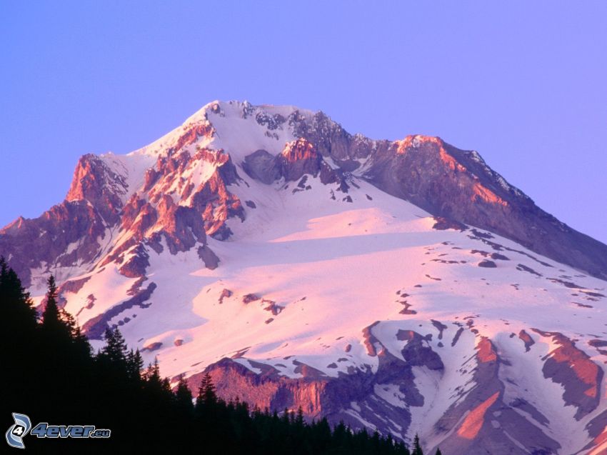 Mount Hood, Oregon, klippor, kulle, snö